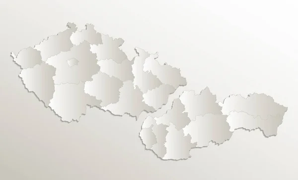 チェコとスロバキア地図 チェコスロバキア共和国 個々の地域 行政区画 カード紙3D自然 空白の — ストック写真