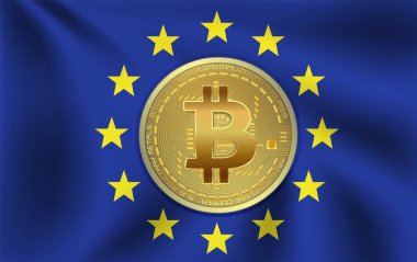 Bitcoin vektörlü Avrupa Birliği bayrağı