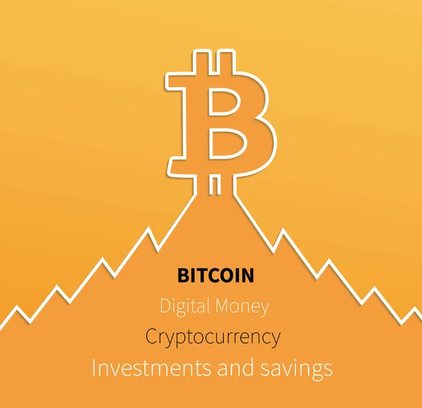 Bitcoin Symbol Mit Einem Diagramm Auf Einem Gebirgsvektor — Stockvektor