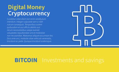 Ukrayna bayrak renk arkaplan vektörü ile Bitcoin sembolü