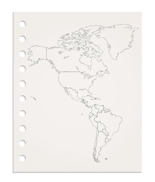 America Map Realistic Clean Sheet Paper Torn Block Blank — Stock Photo, Image