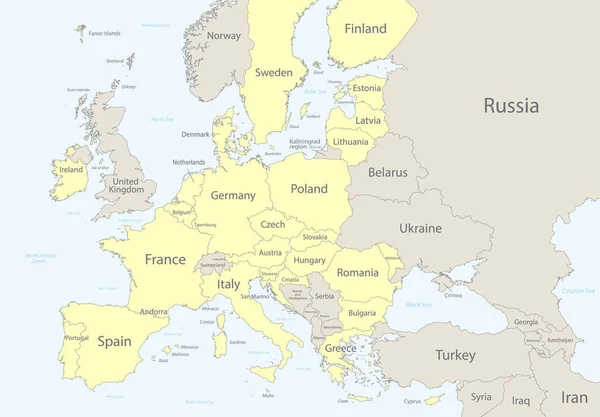 Карта Европейского Союза Вектором Соседних Государств — стоковый вектор