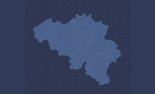 ベルギー地図 地域別の名前 インフォグラフィックブルーフラットデザイン ブランク — ストック写真