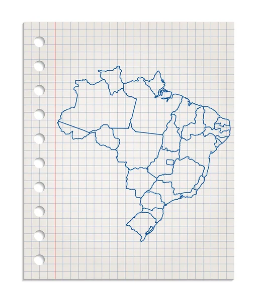 Карта Бразилії Реалістичному Квадратному Аркуші Паперу Відірваного Від Блоку Вектора — стокове фото