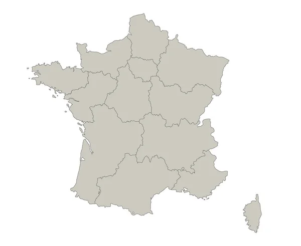 Francia Mappa Singole Regioni Bianco — Foto Stock