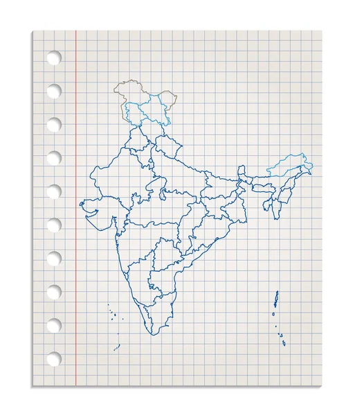 Carte Inde Sur Une Feuille Papier Carré Réaliste Arrachée Bloc — Photo