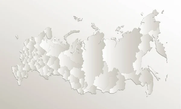 Rússia Mapa Divisão Administrativa Regiões Individuais Nomes Papel Cartão Natural — Fotografia de Stock