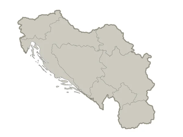 Χάρτης Της Γιουγκοσλαβίας Μεμονωμένες Περιοχές Κενό — Φωτογραφία Αρχείου