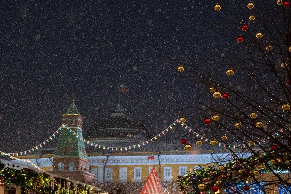 Grudnia 2020 Moskwa Rosja Targi Noworoczne Placu Czerwonym Moskwie Podczas — Zdjęcie stockowe