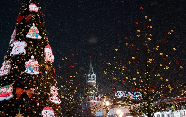 Prosince 2020 Moskva Rusko Nový Rok Strom Rudém Náměstí Moskvě — Stock fotografie