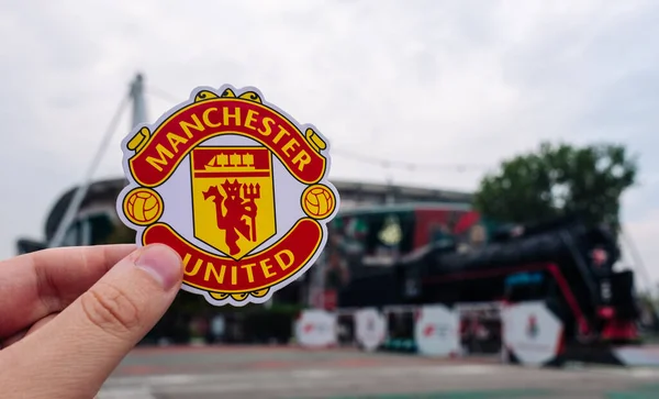 August 2021 Manchester Manchester United Football Club Emblem Backdrop Modern — Stock Photo, Image