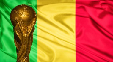 6 Ekim 2021, Bamako, Mali. Mali bayrağının arka planında FIFA Dünya Kupası.