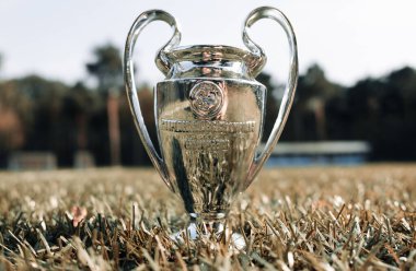 30 Ağustos 2021 St. Petersburg, Rusya. Futbol sahasında oynanan UEFA Şampiyonlar Ligi Kupası.