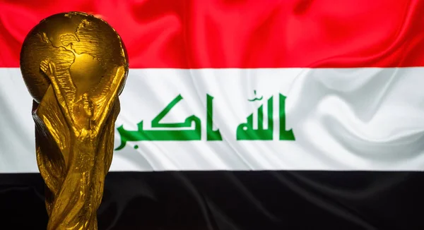 Oktober 2021 Bagdad Irak Wereldkampioenschap Voetbal Tegen Achtergrond Van Vlag — Stockfoto