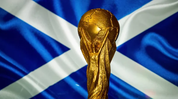 2021 Október Edinburgh Skócia Fifa Világbajnokság Skót Zászló Hátterében — Stock Fotó