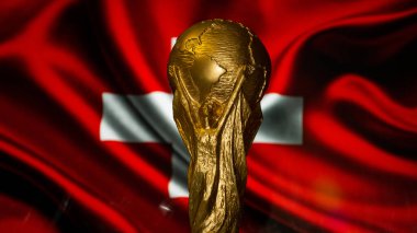 6 Ekim 2021, Bern, İsviçre. FIFA Dünya Kupası İsviçre bayrağının arka planında.