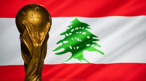 Octubre 2021 Beirut Líbano Copa Mundial Fifa Fondo Bandera Libanesa — Foto de Stock