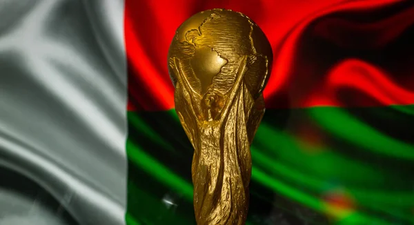 2021 마다가스카르의 안타나나리보 Fifa 월드컵 마다가스카르의 국기를 배경으로 — 스톡 사진