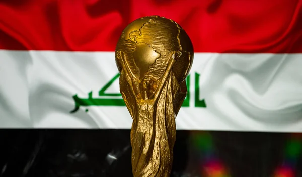 Oktober 2021 Bagdad Irak Wereldkampioenschap Voetbal Tegen Achtergrond Van Vlag — Stockfoto