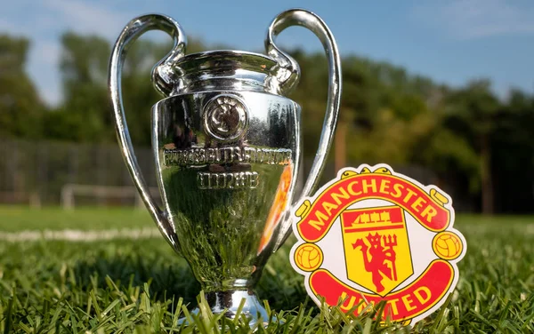 August 2021 Manchester Manchester United Football Club Emblem Uefa Champions — Stock Photo, Image