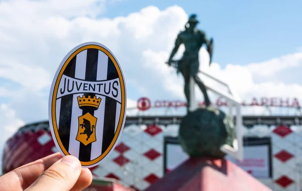 Juni 2021 Turin Italien Juventus Turin Vereinswappen Vor Dem Hintergrund — Stockfoto