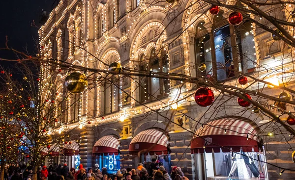 Diciembre 2021 Moscú Rusia Iluminación Navidad Plaza Roja Cerca Del —  Fotos de Stock