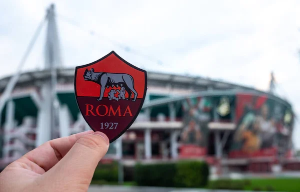 Agosto 2021 Roma Italia Football Club Emblema Roma Con Telón — Foto de Stock