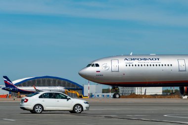 11 Mayıs 2021, Moskova, Rusya. Aeroflot Havayolları 'ndan Airbus A330 Sheremetyevo Havaalanı' nda..