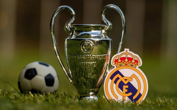 August 2021 Madrid Spain Emblem Football Real Madrid Uefa Champions — Stock Photo, Image