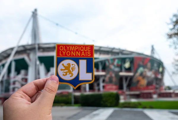 Agosto 2021 Lyon Francia Emblema Del Club Fútbol Olympique Lyonnais — Foto de Stock