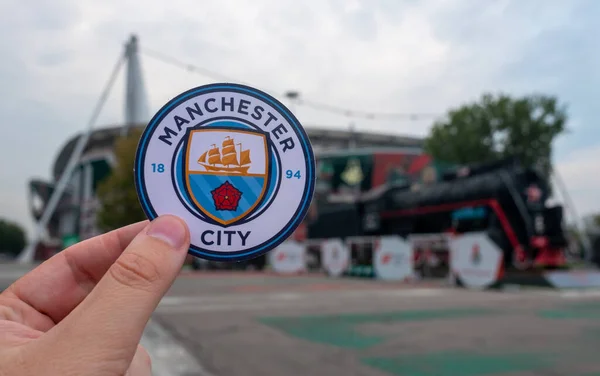 Agosto 2021 Manchester Reino Unido Manchester City Emblema Del Club — Foto de Stock