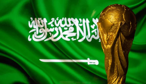 2021 사우디 아라비아의 리야드 Fifa 월드컵 사우디아라비아 국기를 배경으로 Fifa — 스톡 사진