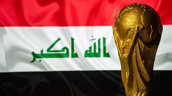 Oktober 2021 Bagdad Irak Wereldkampioenschap Voetbal Tegen Achtergrond Van Vlag — Stockfoto