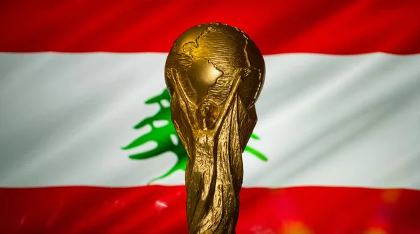 Octubre 2021 Beirut Líbano Copa Mundial Fifa Fondo Bandera Libanesa — Foto de Stock