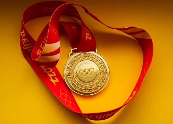 Janeiro 2022 Pequim China Xxiv Jogos Olímpicos Inverno Medalha Ouro — Fotografia de Stock