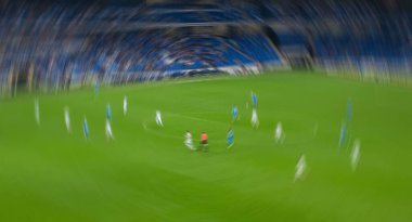 Arka plan için futbol maçının bulanık görüntüsü