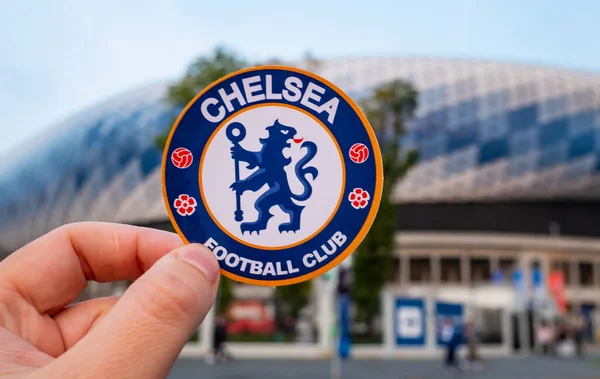 Září 2021 Londýn Velká Británie Znak Chelsea Fotbalový Klub Pozadí — Stock fotografie