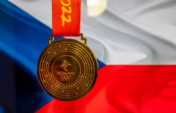 2021 Január Peking Kína Xxiv Téli Olimpiai Játékok Aranyérme Cseh — Stock Fotó