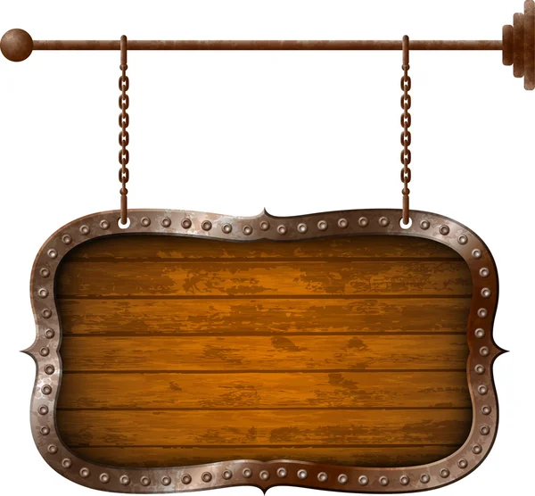 Деревянная и металлическая вывеска — стоковый вектор