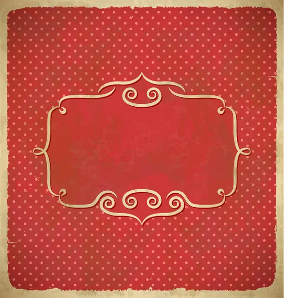 Envelhecido Vintage Polka Dot Frame Com Ornamento — Vetor de Stock