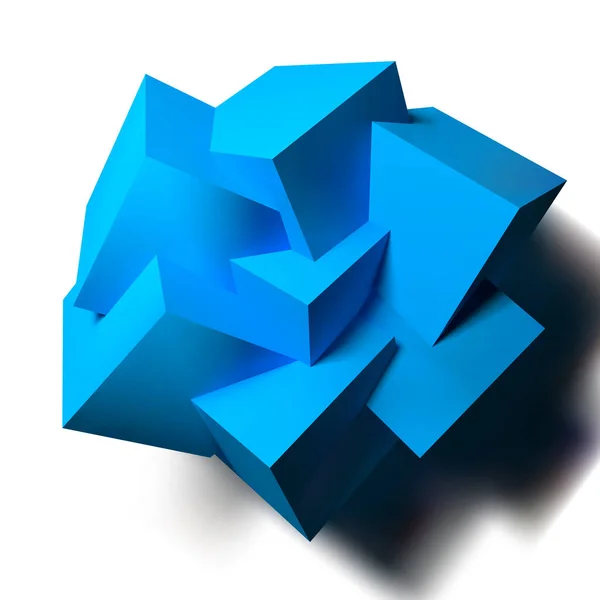 Fundo Abstrato Com Realista Sobreposição Azul Cubos Flor — Vetor de Stock
