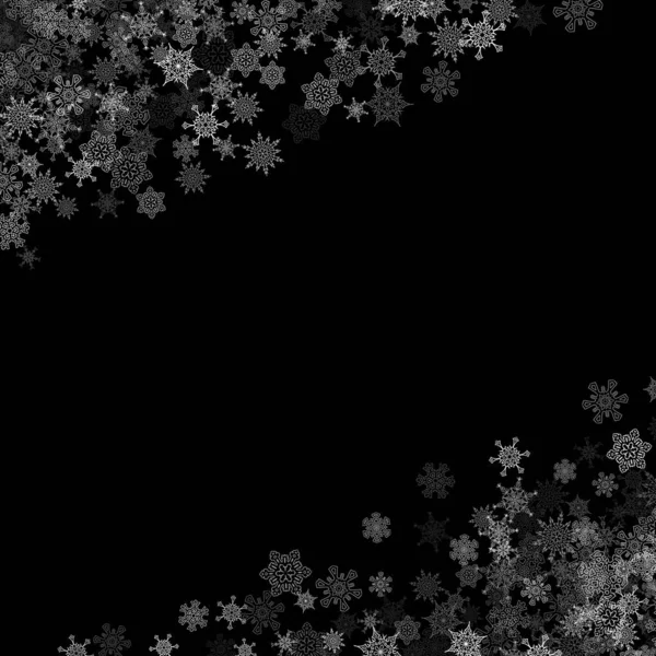 Schneefall Mit Zufälligen Schneeflocken Dunkeln — Stockvektor