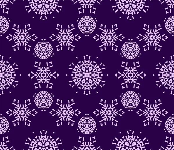 美しい雪の装飾と冬の休日の装飾のためのクリスマスの雪の結晶シームレスなパターンフィギュアモチーフ — ストックベクタ