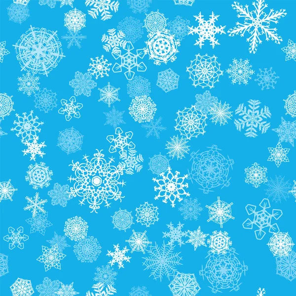 Patrón Sin Costuras Nieve Navidad Con Hermosos Copos Nieve Que — Vector de stock