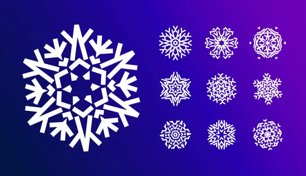 Conjunto Iconos Copo Nieve Con Formas Geométricas Para Adornos Navideños — Vector de stock