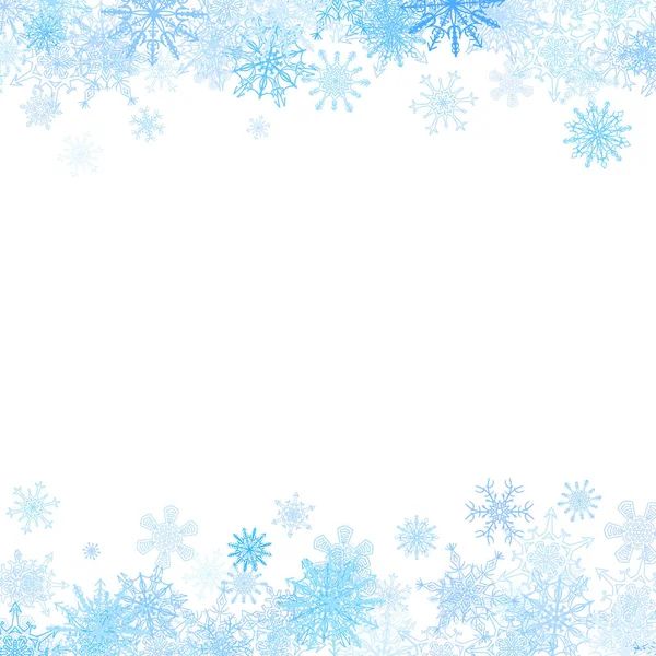 長方形の枠に小さな青い雪片が重なっています — ストックベクタ