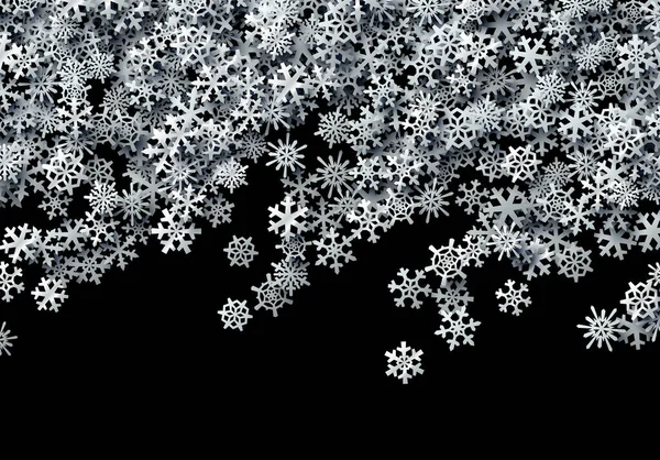 Різдвяні Сніжинки Розкидані Листівки Зимові Канікули Срібною Фольгою — стоковий вектор