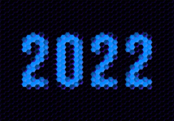 Segno Dell Anno 2022 Con Griglia Pixel Esagonali Numero Cifre — Vettoriale Stock