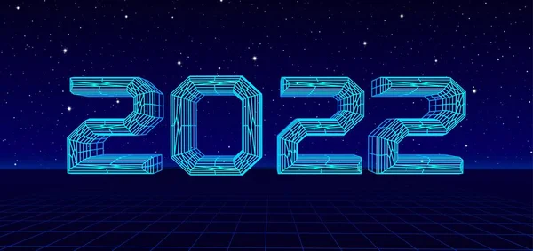 2022 Biglietto Capodanno Celebrazione Invernale Con Cifre Pixel Grid Stile — Vettoriale Stock