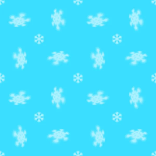 Kerst Naadloze Sneeuwvlok Patroon Met Wazig Vallende Sneeuw Voor Kerstkaarten — Stockvector